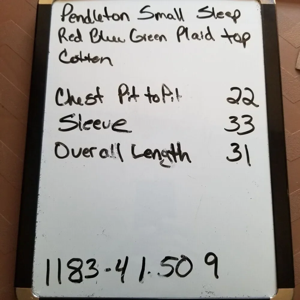 Pendleton Small Pajama Top Plaid Red Tartan Long Line Button Front Classic Sleep